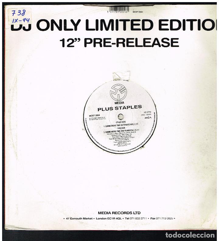 Discos de vinilo: PLUS STAPLES - GIMME MORE TIME - MAXI SINGLE 1994 - ED. UK - Foto 1