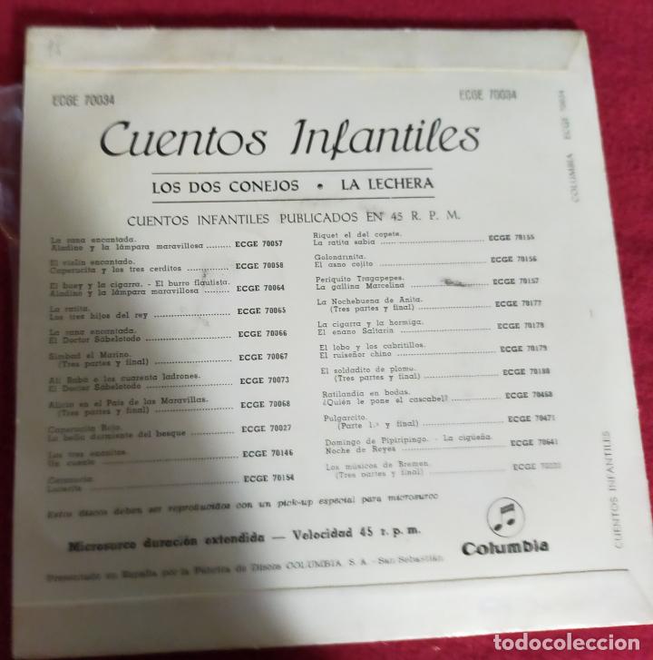 Discos de vinilo: CUENTOS INFANTILES. LOS DOS CONEJOS. LA LECHERA. - Foto 2
