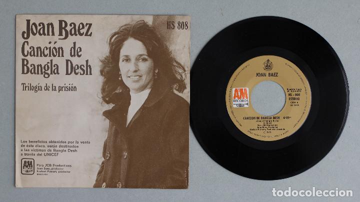 Discos de vinilo: JOAN BAEZ//CANC&Oacute;N DE BANGLA DESH//SINGLE//1972//HISPAVOX - Foto 3