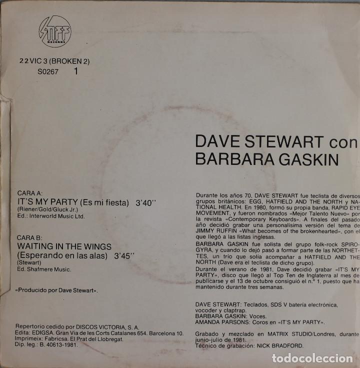 Discos de vinilo: BARBARA GASKIN//IT&acute;S MY PARTY//SINGLE//1981//SNFF - Foto 2