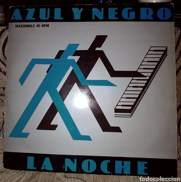 Discos de vinilo: Azul y Negro, maxi single. La Noche (versi&oacute;n extendida) y Fu-man-chu - Foto 1