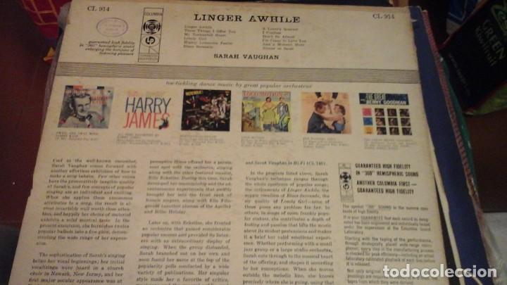 Discos de vinilo: Sarah Vaughan linger awhile - Foto 2