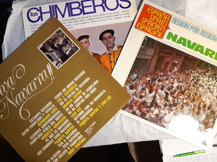 Discos de vinilo: 3 LP DE MUSICA NAVARRA Y LOS CHIMBEROS - Foto 1