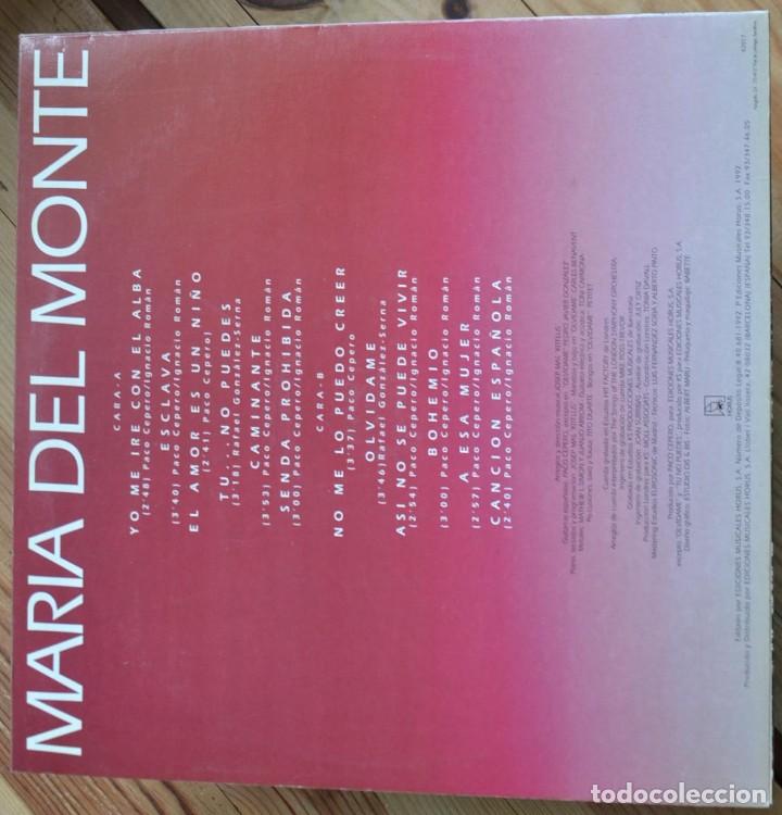 Discos de vinilo: Mar&iacute;a Del Monte - Con El Alma LP 1992 - Foto 2