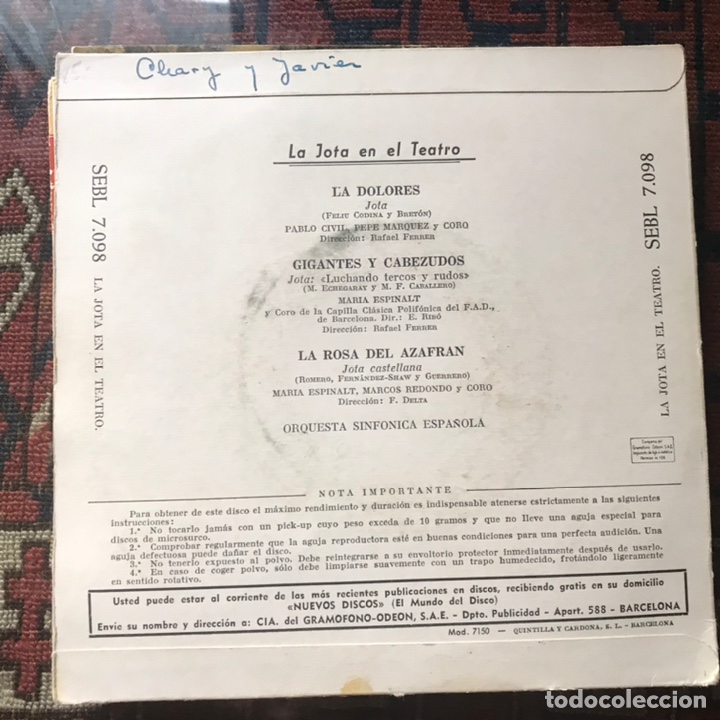 Discos de vinilo: La jota en el teatro. La Dolores - Foto 2