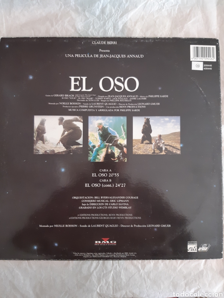 Discos de vinilo: LP BSO EL OSO (nuevo) - Foto 2