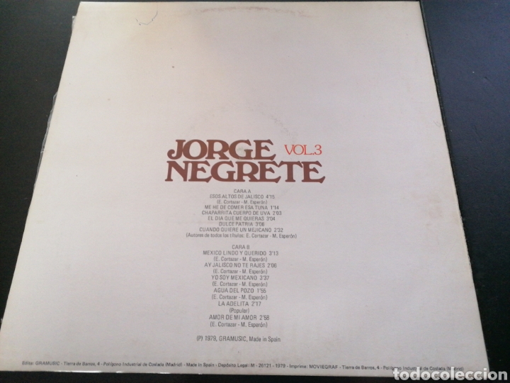 Discos de vinilo: Jorge Negrete - Vol. 3 LP - Foto 2