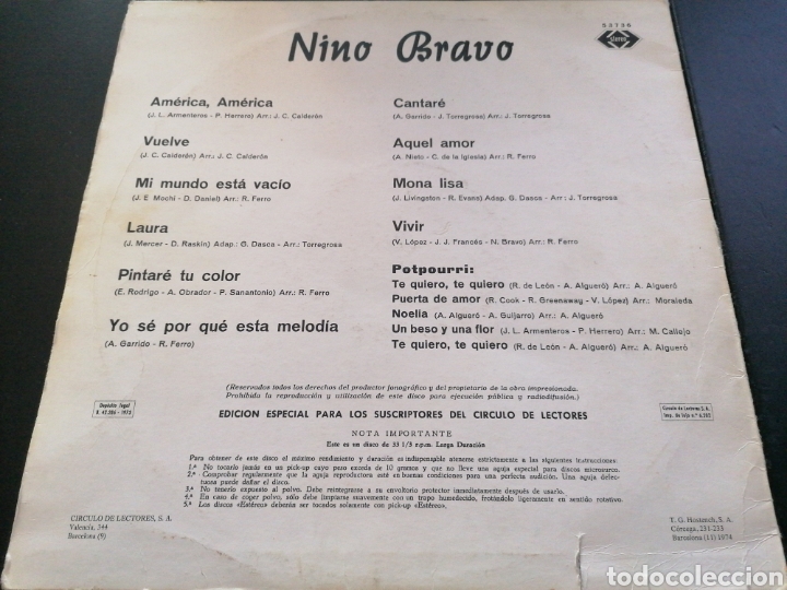 Discos de vinilo: Nino Bravo - LP Pergola 1973 - Foto 2