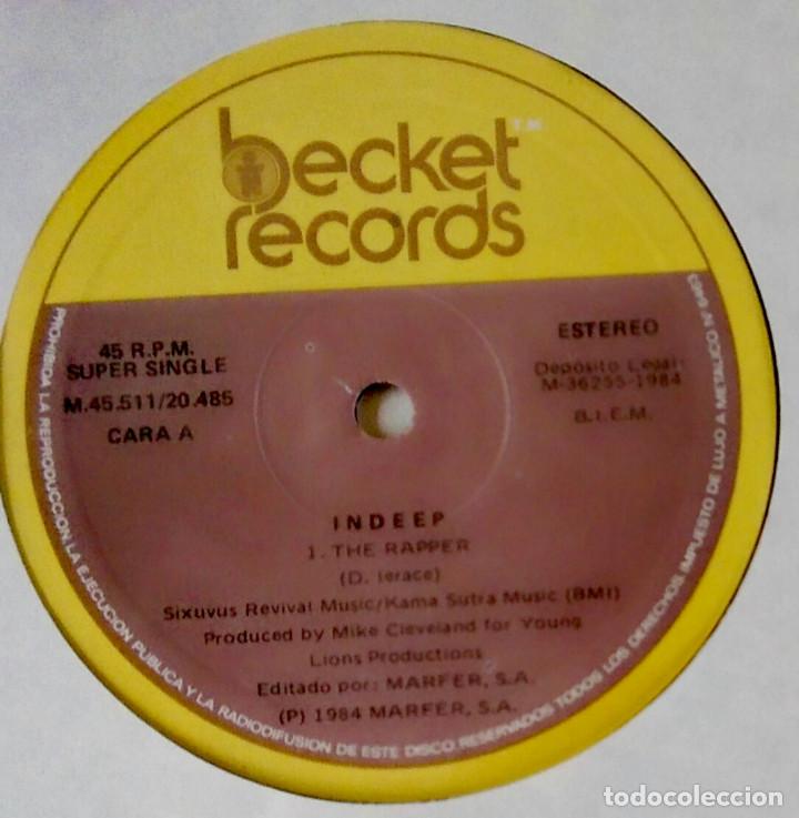 Discos de vinilo: 12&rdquo; Maxi-Single Indeep-The Rapper.1984. - Foto 3