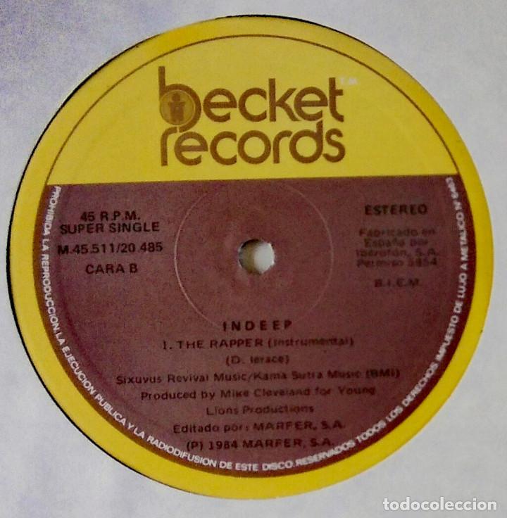 Discos de vinilo: 12&rdquo; Maxi-Single Indeep-The Rapper.1984. - Foto 4