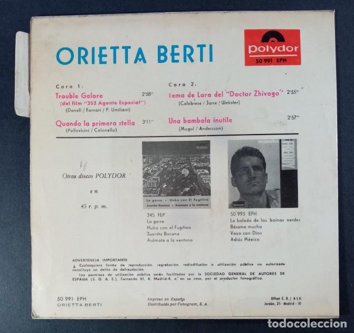 Discos de vinilo: ORIETTA BERTI - Trouble Galore - EP 1966 - POLYDOR - Foto 2