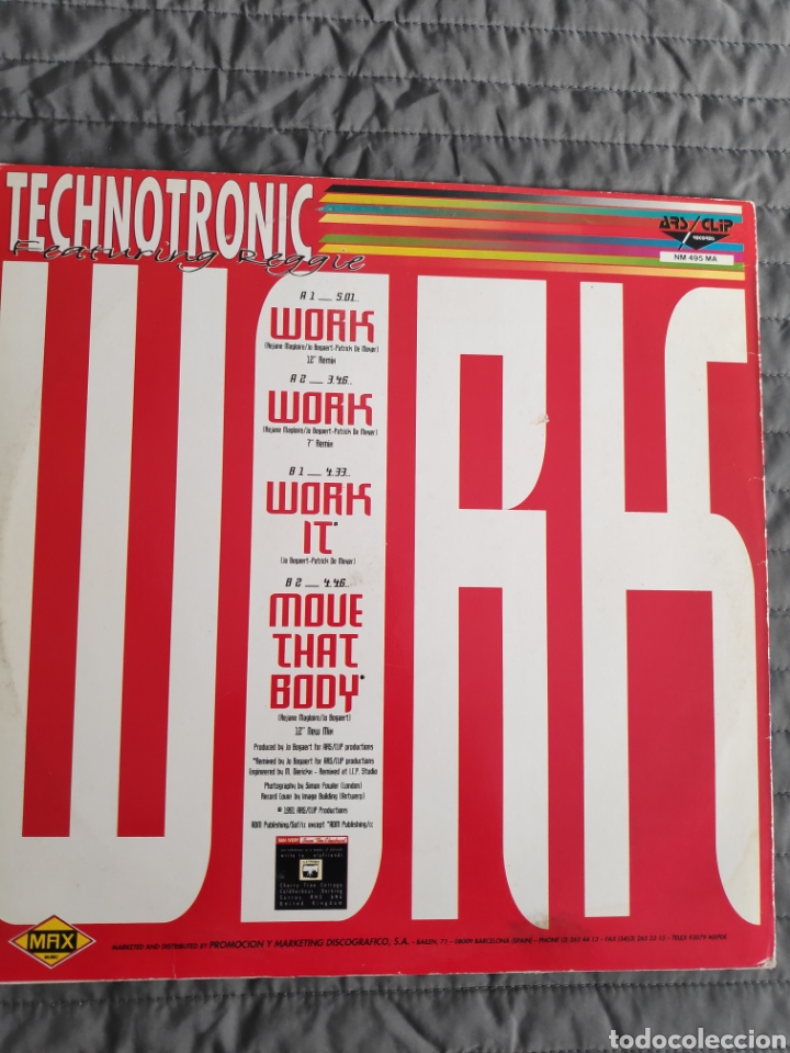 Discos de vinilo: Vinilo maxi single - Technotronic - Feat Reggie - Work - 12 - Foto 3