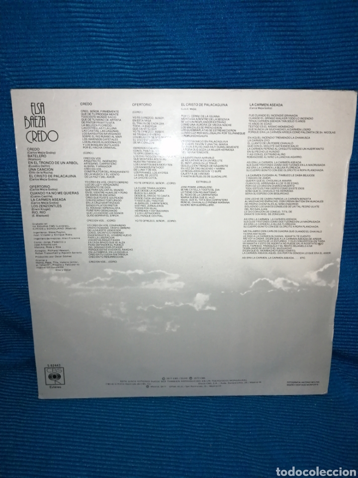 Discos de vinilo: LP CREDO, ELSA BAEZA, CBS - Foto 2