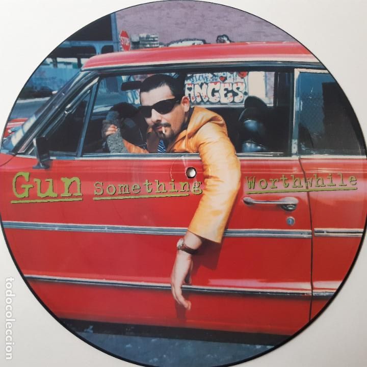 Discos de vinilo: GUN - SOMETHING WORTHWHILE - EUROPE MAXI SINGLE 1995 + 4 POSTALES- COMO NUEVO. - Foto 2