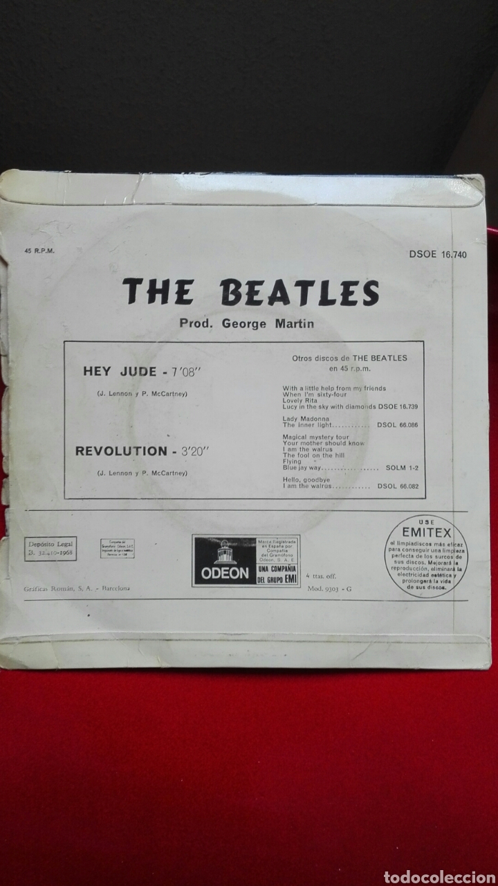 Discos de vinilo: The BEATLES HEY JUDE ODEON 1968 - Foto 2