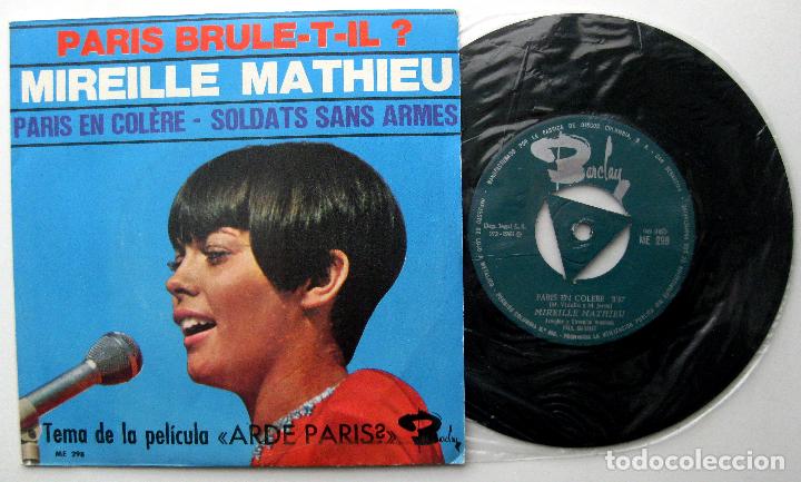 Discos de vinilo: Mireille Mathieu - Paris En Col&egrave;re - Single Barclay 1966 BPY - Foto 1