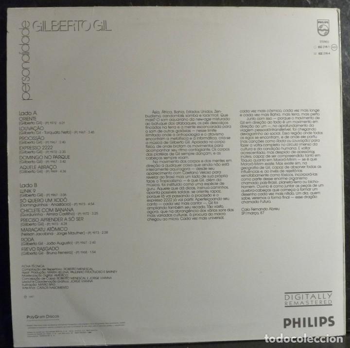 Discos de vinilo: GILBERTO GIL // PERSONALIDADE // 1987 // (VG VG). LP - Foto 2