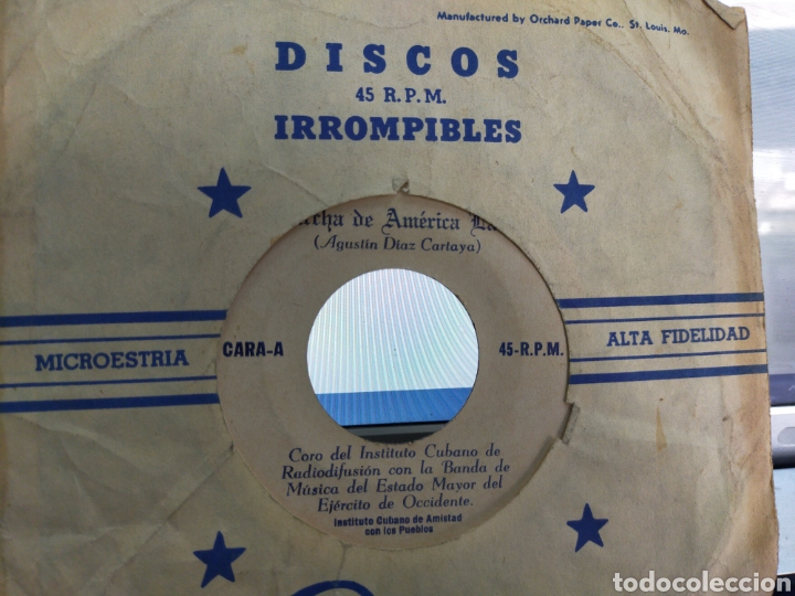 Disques de vinyle: Instituto cubano de amistad con los pueblos single marcha de Am&eacute;rica Latina cuba