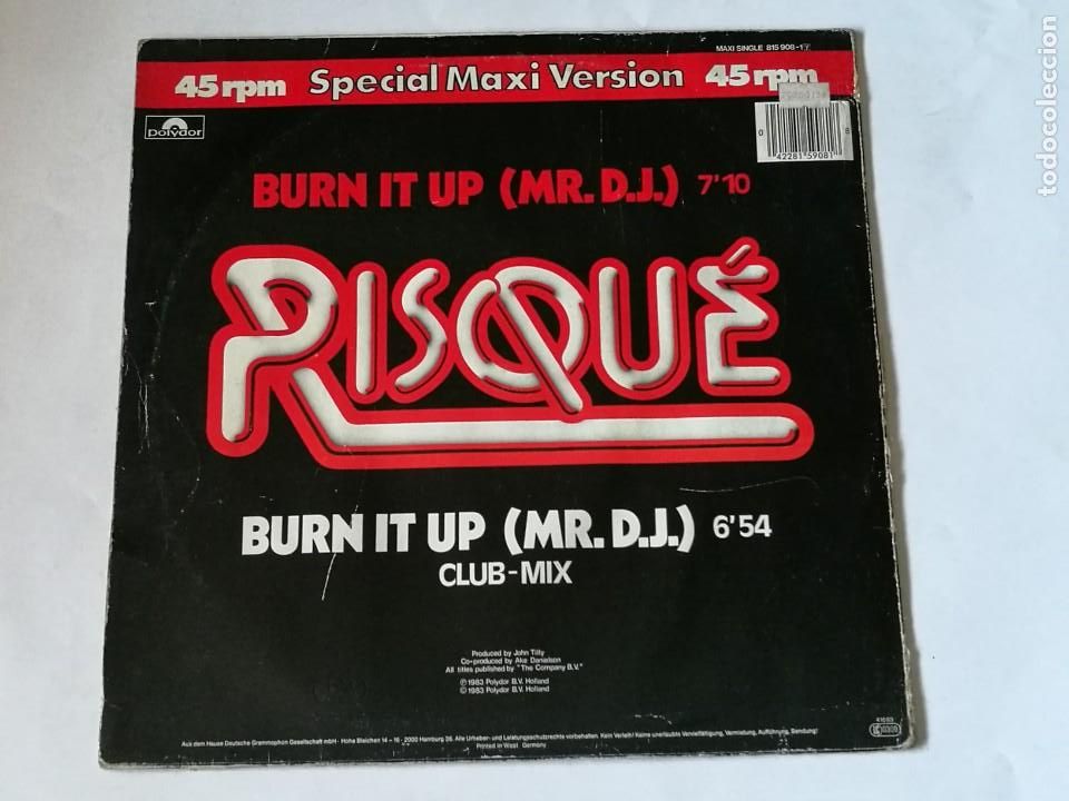 Discos de vinilo: Risqu&eacute; - Burn It Up (Mr. D.J.) - 1983 - Foto 2