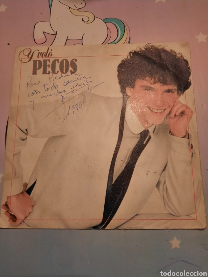 Discos de vinilo: Aut&oacute;grafo de Joaqu&iacute;n Luqui en single de los Pecos