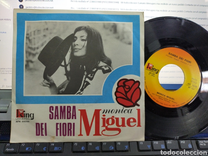 Disques de vinyle: M&oacute;nica Miguel single samba dei fiordo / guardami Italia 1969 dedicado por ella