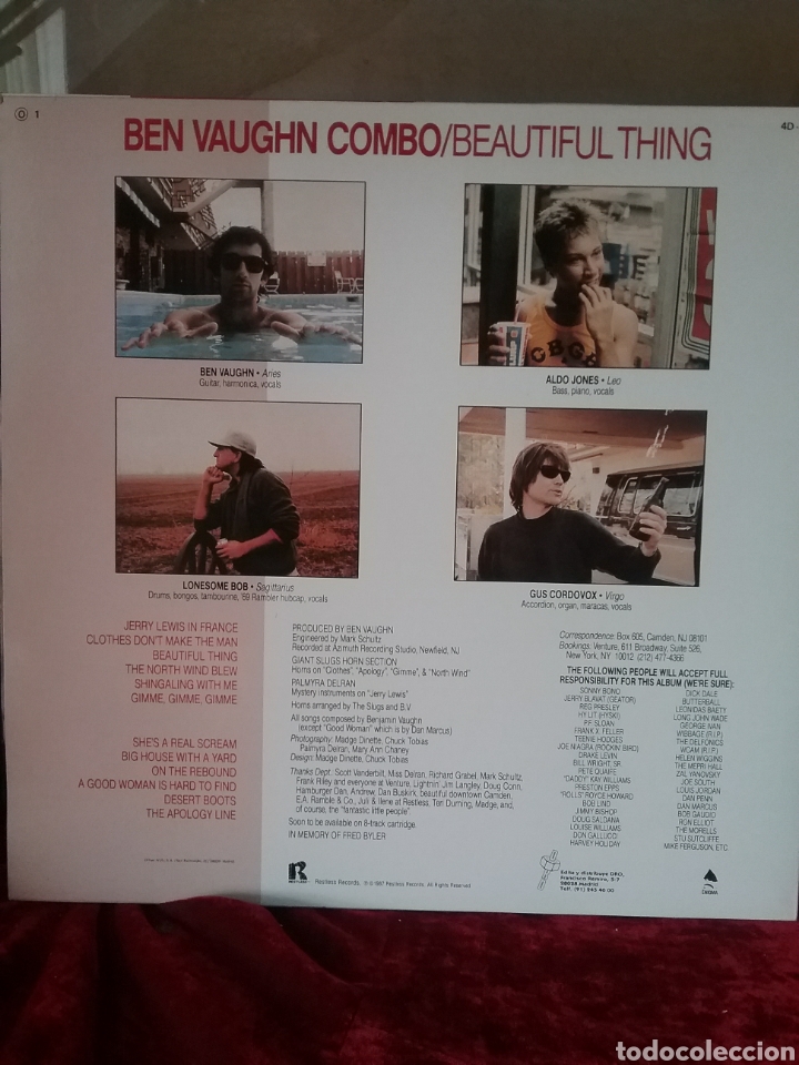 Discos de vinilo: Ben Vaughn Combo 1987 Restless Records Dro Spain - Foto 2