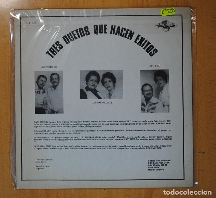 Discos de vinilo: TRES DUETOS QUE HACEN EXITOS - VARIOS - LP - Foto 3