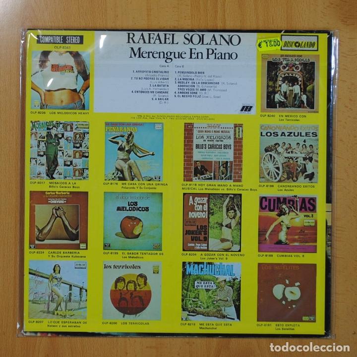 Discos de vinilo: RAFAEL SOLANO - MERENGUE A PIANO - LP - Foto 3