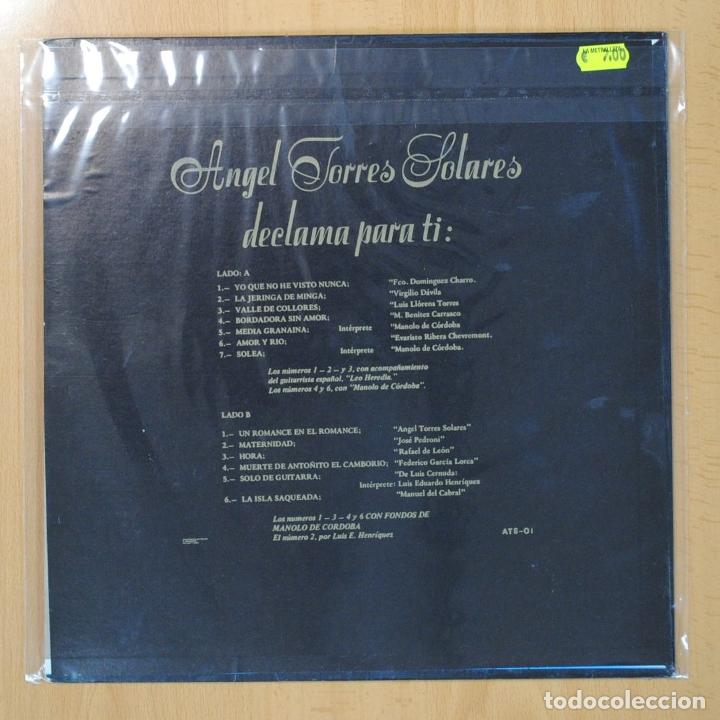 Discos de vinilo: ANGEL TORRES SOLARES - DECLAMA PARA TI - LP - Foto 3