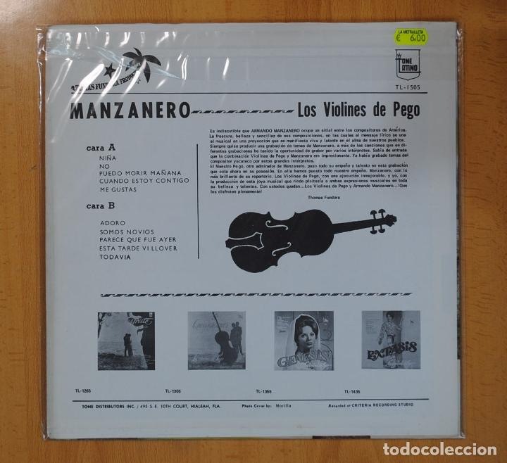 Discos de vinilo: LOS VIOLINES DE PEGO - INTERPRETAN A MANZANERO - LP - Foto 3