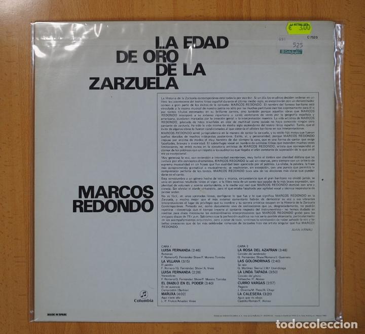 Discos de vinilo: MARCOS REDONDO - LA EDAD DE ORO DE LA ZARZUELA - LP - Foto 3