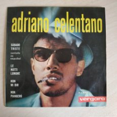 Discos de vinilo: ADRIANO CELENTANO - SABADO TRISTE (CANTADA EN ESPAÑOL) + 3 RARA GALLETA AZUL VERGARA 1963 VG++