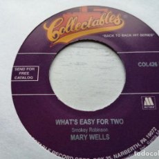 Disques de vinyle: MARY WELLS ‎– WHAT'S EASY FOR TWO IS SO HARD FOR ONE/MY GUY SINGLE USA REED. NM COMO NUEVO. Lote 245646185