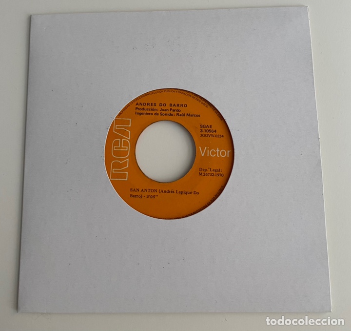 Dischi in vinile: ANDRES DO BARRO-SAN ANTON/CON MAIS AMOR/SINGLE 1970 RCA VICTOR 3-10564,ESPA&Ntilde;A.