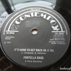Disques de vinyle: FONTELLA BASS ‎– IT'S HARD TO GET BACK IN SINGLE UK 1973 VG++. Lote 246135960
