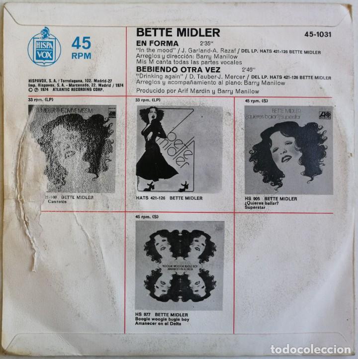 Discos de vinilo: Bette Midler. En Forma, Atlantic 45-1031 - Foto 2