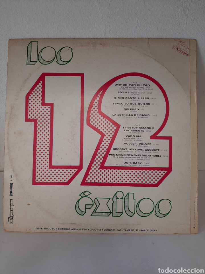 Discos de vinilo: VIN846 los 12 &eacute;xitos - VINILO SEGUNDAMANO - Foto 2