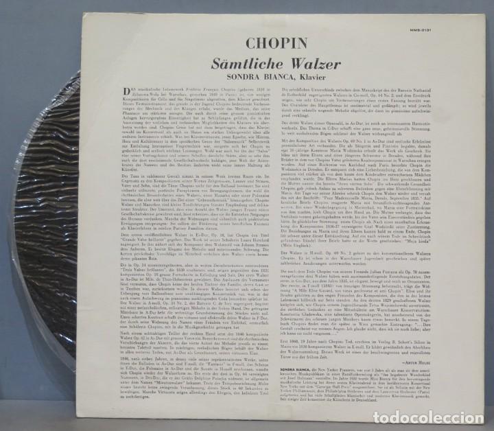 Discos de vinilo: LP. CHOPIN. S&Auml;MTLICHE WALZER. SONDRA BIANCA - Foto 3