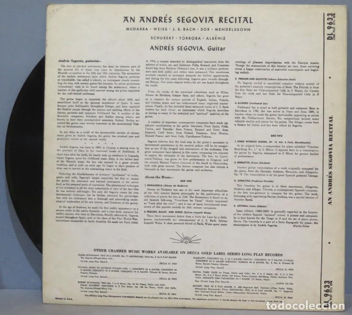 Discos de vinilo: LP. ANDRES SEGOVIA. RECITAL - Foto 2