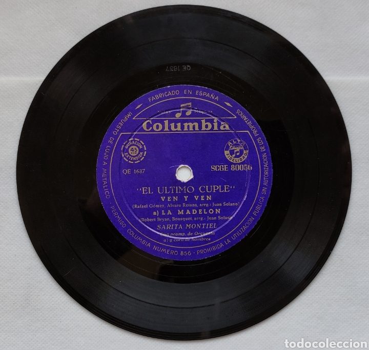 Discos de vinilo: SARITA MONTIEL - Foto 4