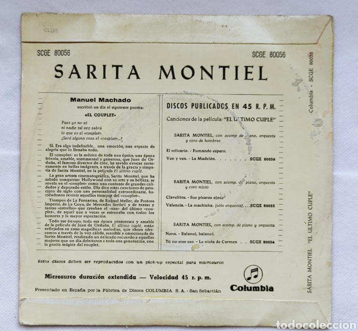 Discos de vinilo: SARITA MONTIEL - Foto 3