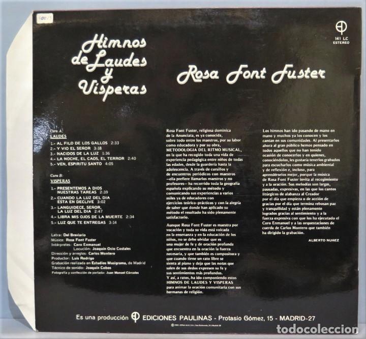 Discos de vinilo: LP. HIMNOS DE LAUDES Y VISPERAS. ROSA FONT - Foto 2