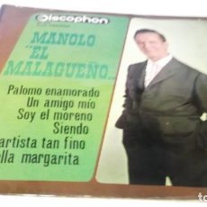 Discos de vinilo: MANOLO EL MALAGUEÑO - PALOMO ENAMORADO/SOY MORENO/SIENDO UN ARTISTA FINO/ + 1 - EP 1964 DISCOPHON. Lote 247451640