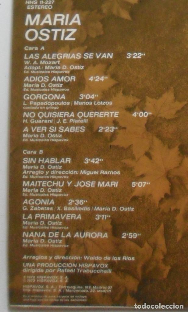 Discos de vinilo: LP - MARIA OSTIZ - HISPAVOX - 1972 - Foto 2