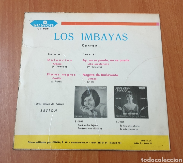 Discos de vinilo: EP LOS IMBAYAS - Dolencias/+3 (España - Sesión - 1967) Rare Ecuador Joropo Folk - Foto 2 - 247614000
