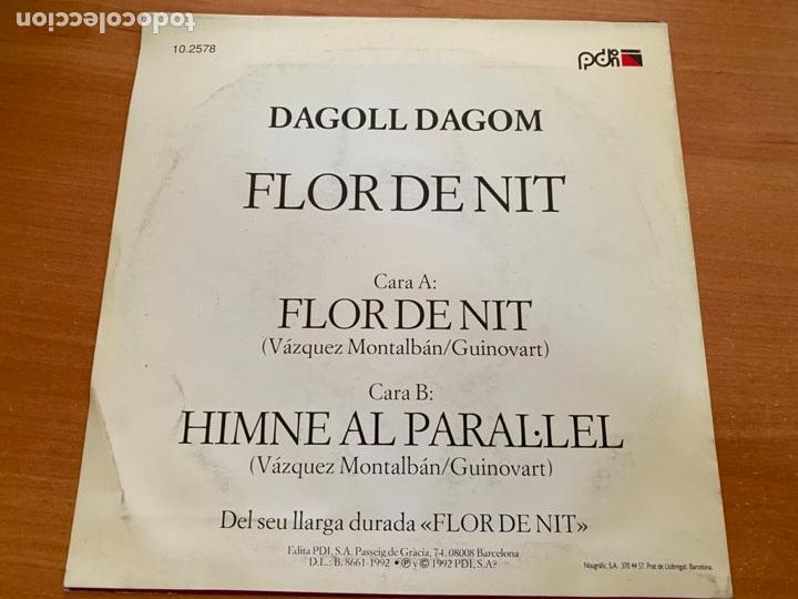 Discos de vinilo: DAGOLL DAGOM (FLOR DE NIT) SINGLE 1992 (EPI21) - Foto 3