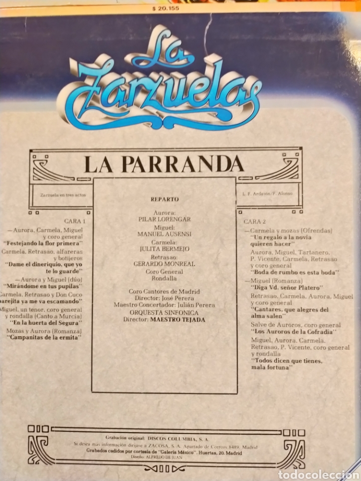 Discos de vinilo: La parranda zarzuela disco vinilo - Foto 2