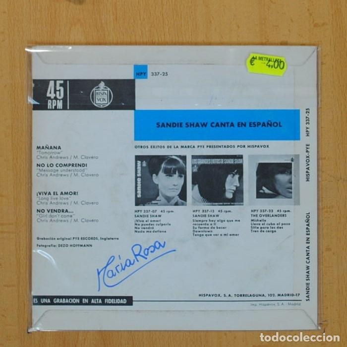 Discos de vinilo: SANDIE SHAW - MA&Ntilde;ANA + 3 - EP - Foto 3