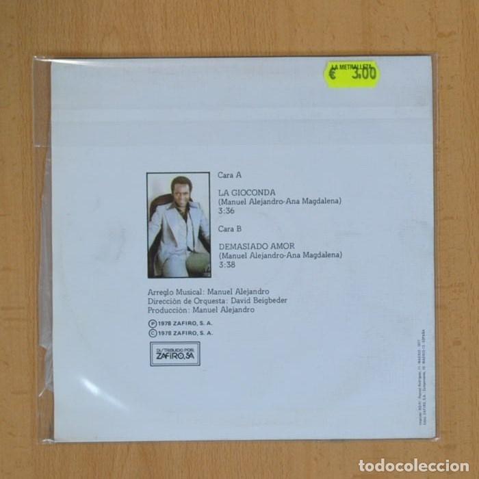 Discos de vinilo: BASILIO - LA GIOCONDA / DEMASIADO AMOR - SINGLE - Foto 3