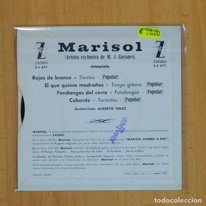 Discos de vinilo: MARISOL - REJAS DE BRONCE + 3 - EP - Foto 3